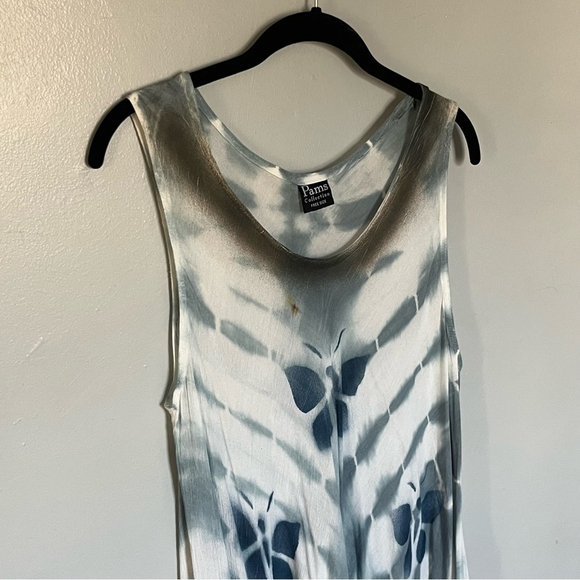 Tie Dye Butterfly Sleeveless Dress White Blue Medium Large XL - Picture 3 of 8